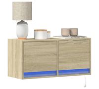 Vidaxl Meuble Tv Mural Avec Lumières Led Chêne Sonoma 80x31x35 Cm