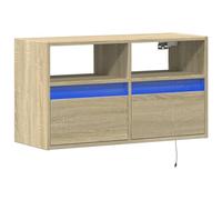 vidaXL Meuble TV mural chêne Sonoma avec lumières LED 80x31x45 cm