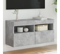 Vidaxl Meuble Tv Mural Avec Lumières Led Gris Béton 80x30x40 Cm Gris