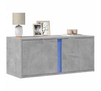 Vidaxl Meuble Tv Mural Avec Lumières Led Gris Béton 80x31x35 Cm Gris