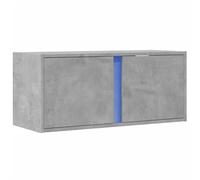 vidaXL Meuble TV Mural avec lumières LED Gris béton 80x31x35 cm, Meuble TV Suspendu au Mur, unité TV Flottante, Support TV Mural, Meuble TV Flottant
