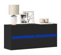 Vidaxl Meuble Tv Mural Avec Lumières Led Noir 100x31x45 Cm Noir