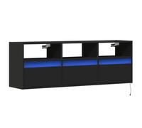 vidaXL Meuble TV Mural avec lumières LED Noir 130x31x45 cm