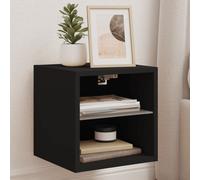 vidaXL Meuble TV mural avec lumières LED noir 30x28,5x30 cm