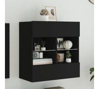 Vidaxl Meuble Tv Mural Avec Lumières Led Noir 58,5x30x60,5 Cm Multicolore