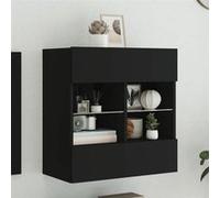 Vidaxl Meuble Tv Mural Avec Lumières Led Noir 58,5x30x60,5 Cm Multicolore