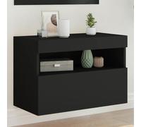 Vidaxl Meuble Tv Mural Avec Lumières Led Noir 60x30x40 Cm Noir