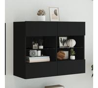 Vidaxl Meuble Tv Mural Avec Lumières Led Noir 78,5x30x60,5 Cm Multicolore