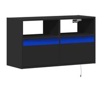 vidaXL Meuble TV mural avec lumières LED Noir 80x31x45 cm