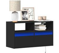 vidaXL Meuble TV mural avec lumières LED Noir 80x31x45 cm
