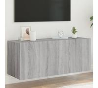 vidaXL Meuble TV mural Sonoma gris 100x35x41 cm – avec lumières LED et rangement