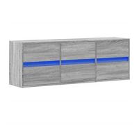 vidaXL Meuble TV Mural avec lumières LED Sonoma Gris 130x31x35 cm, Meuble TV Suspendu au Mur, unité TV Flottante, Support TV Mural, Meuble TV Flottant