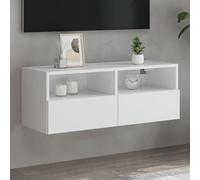 vidaXL Meuble TV mural blanc 80x30x30 cm bois d'ingénierie