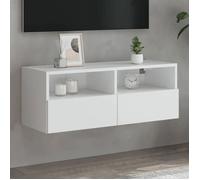 vidaXL Meuble TV mural blanc 80x30x30 cm en bois d'ingénierie
