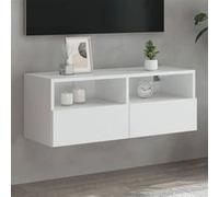 vidaXL Meuble TV mural blanc 80x30x30 cm en bois d'ingénierie