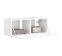vidaXL Meuble TV Mural Blanc Brillant 78,5 x 31 x 29,5 cm, Salon, Meuble TV Moderne, Solution de Rangement Fonctionnelle, étagère Murale, Design Chic