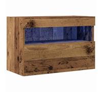 Meuble TV - Bois ancien - 60x30x40 cm - Éclairage LED - Style Vintage