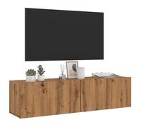 Meuble TV mural chêne artisanal 120x30x30 cm bois d ingénierie