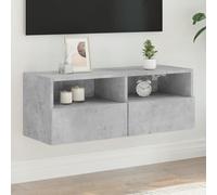 vidaXL Meuble TV mural gris béton 80x30x30 cm bois d'ingénierie