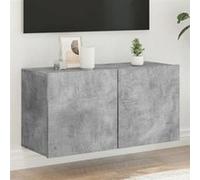 vidaXL Meuble TV Mural, Armoire de Télévision Suspendue avec Rangement, Meuble Télé Flottant Salle de Séjour, Moderne, Gris Béton Bois d'Ingénierie