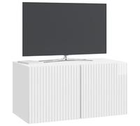 vidaXL Meuble TV Mural Montage Mural Blanc Brillant 59,5 x 31 x 30 cm, Meuble TV Mural élégant et rectangulaire, avec Grand Rangement pour Vos divertissements, système Moderne pour Maisons