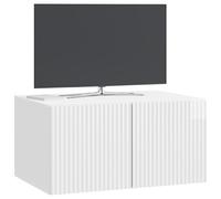 vidaXL Meuble TV Mural Montage Mural Blanc Brillant 59,5 x 41 x 30 cm, Meuble TV Mural élégant et rectangulaire, avec Grand Rangement pour Vos divertissements, système Moderne pour Maisons