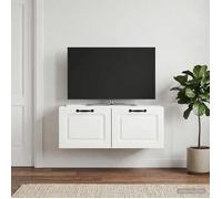 vidaXL Meuble TV mural Montage mural Blanc brillant 78,5 x 31 x 30 cm 899399