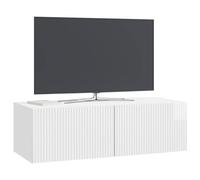 vidaXL Meuble TV Mural Montage Mural Blanc Brillant 98 x 41 x 30 cm, Meuble TV Mural élégant et rectangulaire, avec Grand Rangement pour Vos divertissements, système Moderne pour Maisons