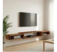 vidaXL Meuble TV Mural Montage Mural Bois Ancien 220 x 28 x 21 cm
