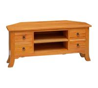 vidaXL Meuble TV Naturel 100 x 40,5 x 46 cm Bois de Mahogany Massif, Meuble en bois massif rustique, support média durable en acajou, organisateur polyvalent pour le salon, console de rangement intemp