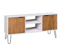 Vidaxl Meuble Tv New York Range Blanc Et Bois Clair Bois De Pin Massif Blanc