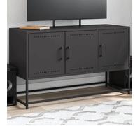vidaXL Meuble TV noir 100,5x39x60,5 cm acier, support TV, buffet TV, meuble multimédia, banc TV, armoire hifi, centre de 846476
