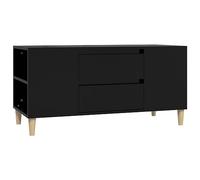 vidaXL Meuble TV Noir 102x44,5x50 cm Bois d'ingénierie, Support TV, Armoire média, Armoire HiFi, unité TV, Meuble multimédia, Meuble latéral, Buffet