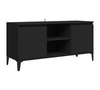 vidaXL Meuble TV, Noir, 103,5x35x50 cm, Bois d’ingénierie & Métal, Support TV Jusqu’à 43", Pieds métalliques, Buffet avec étagères et Compartiments, Meuble Moderne de Salon