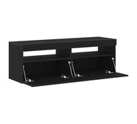 vidaXL Meuble TV Noir 120 x 35 x 40 cm Bois d'ingénierie, Meuble TV élégant, Centre de Divertissement modulable, Rangement Pratique pour Salon, Console média Moderne
