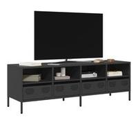 vidaXL Meuble TV Noir 135x39x43,5 cm Acier laminé à Froid, Support TV, Buffet TV, Armoire HiFi, Banc TV, Armoire en métal, Meuble multimédia