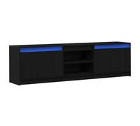 vidaXL Meuble TV Noir 182 x 34 x 50 cm Bois d'ingénierie, Meuble TV Moderne, Rangement Gain de Place, Support Multi-Fonction, mobilier Contemporain et stylé
