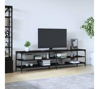 vidaXL Meuble TV noir 200x30x50 cm bois d'ingénierie et métal 826759