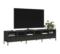 vidaXL Meuble TV noir 202x39x43,5 cm acier laminé à froid, banc TV, meuble métallique, meuble multimédia, buffet TV, meuble 3307155