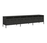 vidaXL Meuble TV Noir 202x39x43,5 cm Acier laminé à Froid, Banc TV, Meuble métallique, Meuble multimédia, Buffet TV, Meuble HiFi