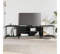 vidaXL Meuble TV noir 203x37x50 cm bois d'ingénierie 837607 Noir G