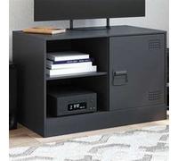 vidaXL Meuble TV noir 67x39x44 cm acier, banc TV, meuble télé, meuble multimédia, buffet TV, meuble hifi, centre de 841691 Noir G