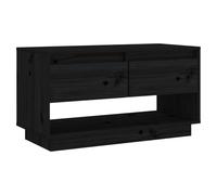 Vidaxl Meuble Tv Noir 74x34x40 Cm Bois De Pin Massif Marron