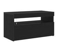 Meuble Tv Vidaxl Avec Lumières Led Chêne Noir 75x35x40 Cm En Bois D'ingénierie Noir