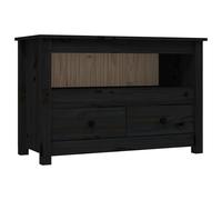 Vidaxl Meuble Tv Noir 79x35x52 Cm Bois De Pin Massif Marron