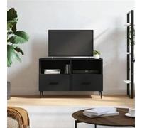 Vidaxl Meuble Tv Noir 80x36x50 Cm Bois D'ingénierie Marron