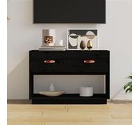 Meuble TV, Armoire de Télévision avec Rangement, Meuble Télé de Salon Salle de Séjour Intérieur, Moderne, Noir Bois de Pin Massif