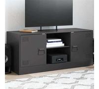 vidaXL Meuble TV noir 99x39x44 cm acier, banc TV, meuble télé, meuble multimédia, buffet TV, meuble hifi, centre de 841685 Noir G