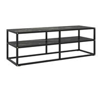 Vidaxl Meuble Tv Noir Avec Verre Marbre Noir 120x40x40 Cm Noir