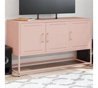 vidaXL Meuble TV rose 100,5x39x60,5 cm acier, support TV, buffet TV, meuble multimédia, banc TV, armoire hifi, centre de 846477 Rose G